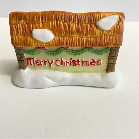 LEMAX 1991 Dickensvale Collectibles Porcelain MERRY CHRISTMAS Village Sign - Picture 5 of 11